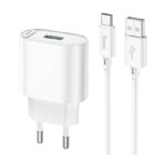 HOCO C109A Fighter single port QC3.0 charger(EU)+set cable — изображение 3