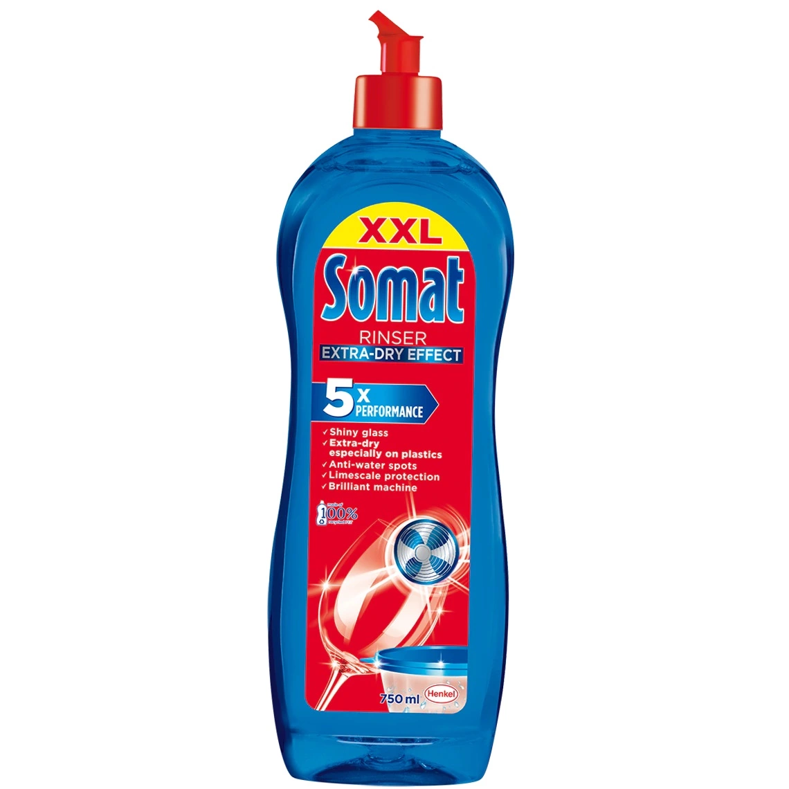 Solutie de clatire pentru masina de spalat vase SOMAT 5X Action lichid 750 ml