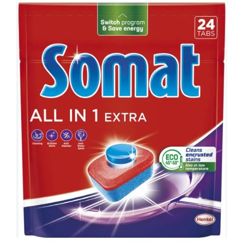 Tablete pentru masini de spalat vase SOMAT All in One Extra, 24 tablete