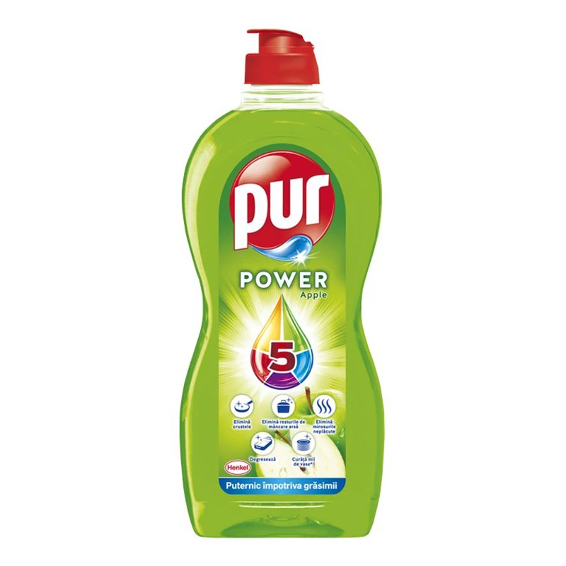 Gel pentru vesela PUR 3X Action Apple, 450ml