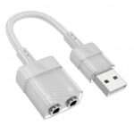 HOCO LS37 Spirit 2-in-1 transparent external sound card for earphones USB to 3.5mm