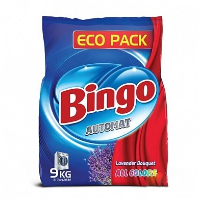 Detergent pudră uscat BINGO All Colors, Lavanda, universal, spalare automata, 9 kg