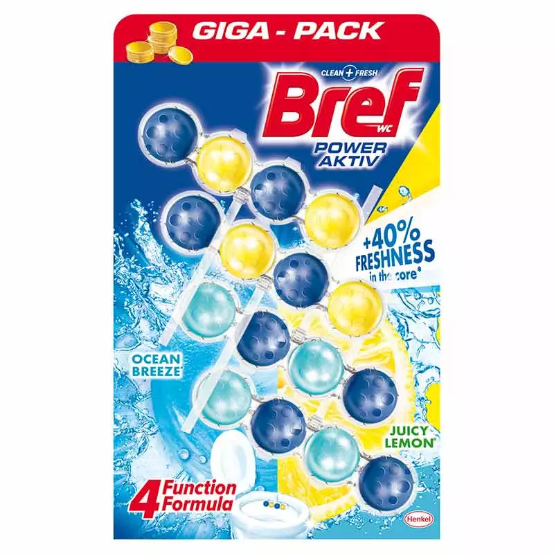 Sapun pentru wc BREF Power Active, Lemon-Ocean, 50 gr, 4 buc