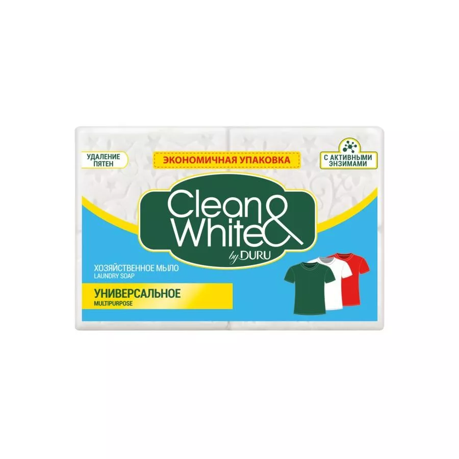 Sapun de rufe DURU CLEAN&WHITE Multipurpose, hipoalergenic, solid, 4 buc * 120 g