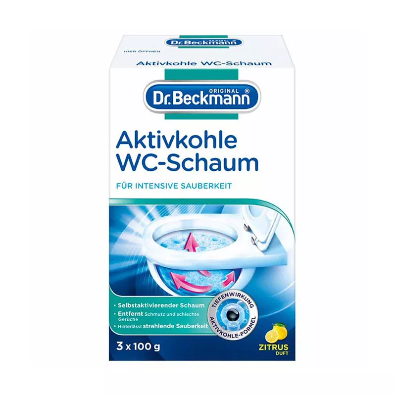Spuma Dr. Beckmann de curatare a toaletei cu carbune activ 3x100 g