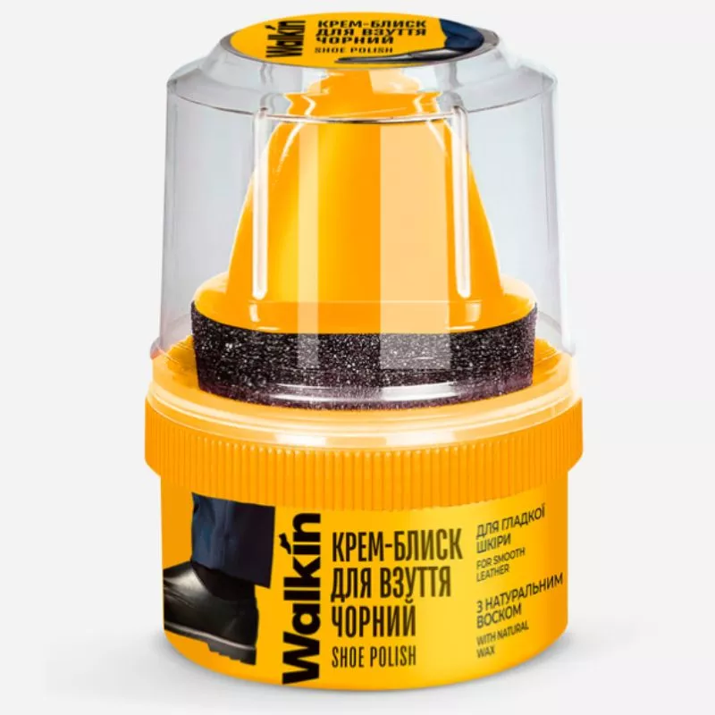 Crem-luciu WALKIN pentru pantofi din piele neteda, cu aplicator, negru, 50 ml