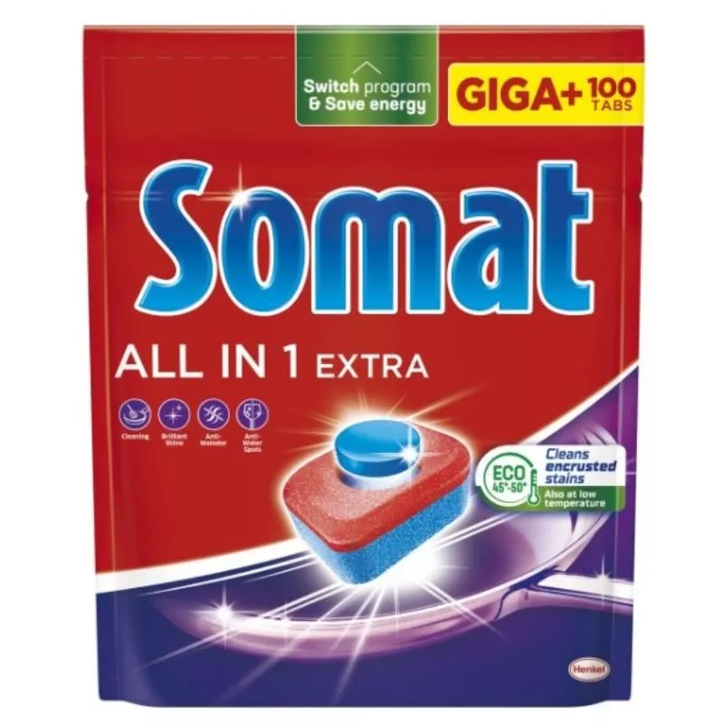 Tablete pentru masini de spalat vase SOMAT All in One Extra, 100 tabs