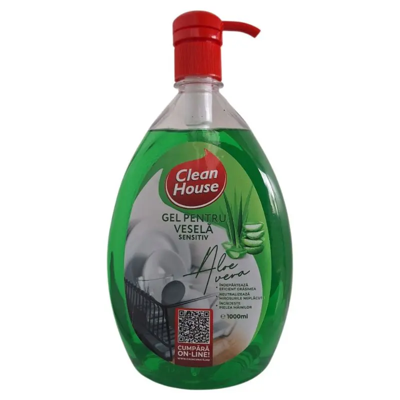 Lichid de spalat vase CLEAN HOUSE Aloe Vera, 1 L
