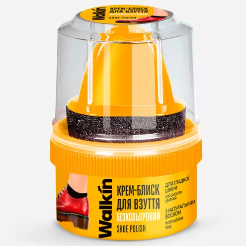 Crema-luciu WALKIN pentru incaltaminte din piele neteda, cu aplicator, incolor, 50 ml
