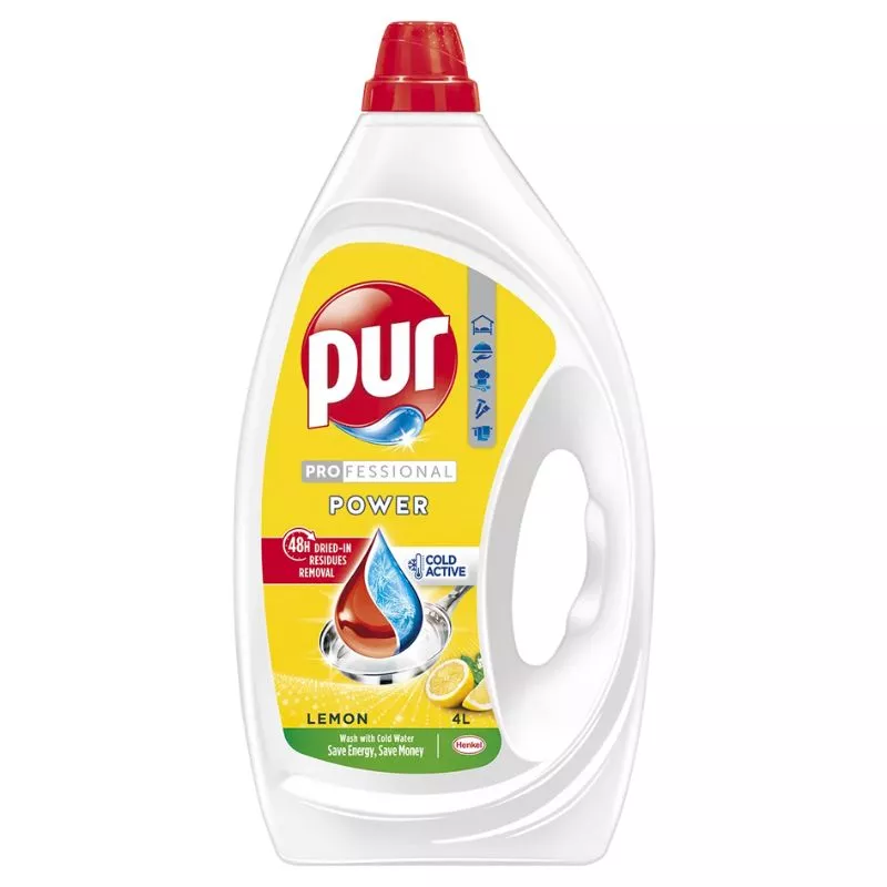 Detergent vase PUR Power Gel Lemon, 4 l