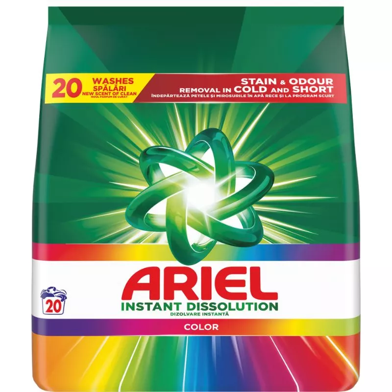 Detergent pudră uscat ARIEL Color, utomat, 20 spalari, 1.3 kg