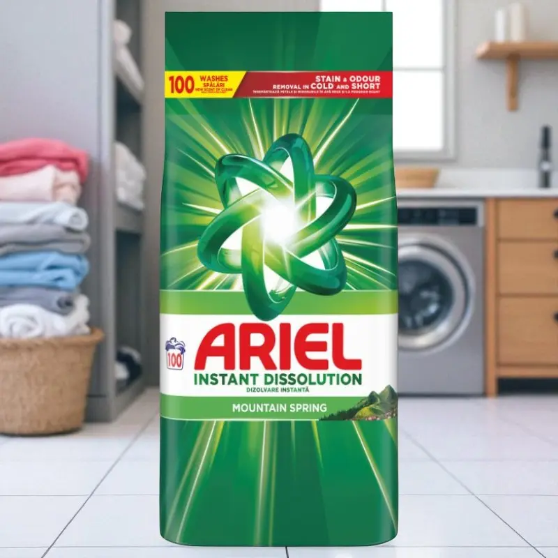 Detergent pudră uscat ARIEL Mountain Spring, automat, 100 spalari, 6.5 кг