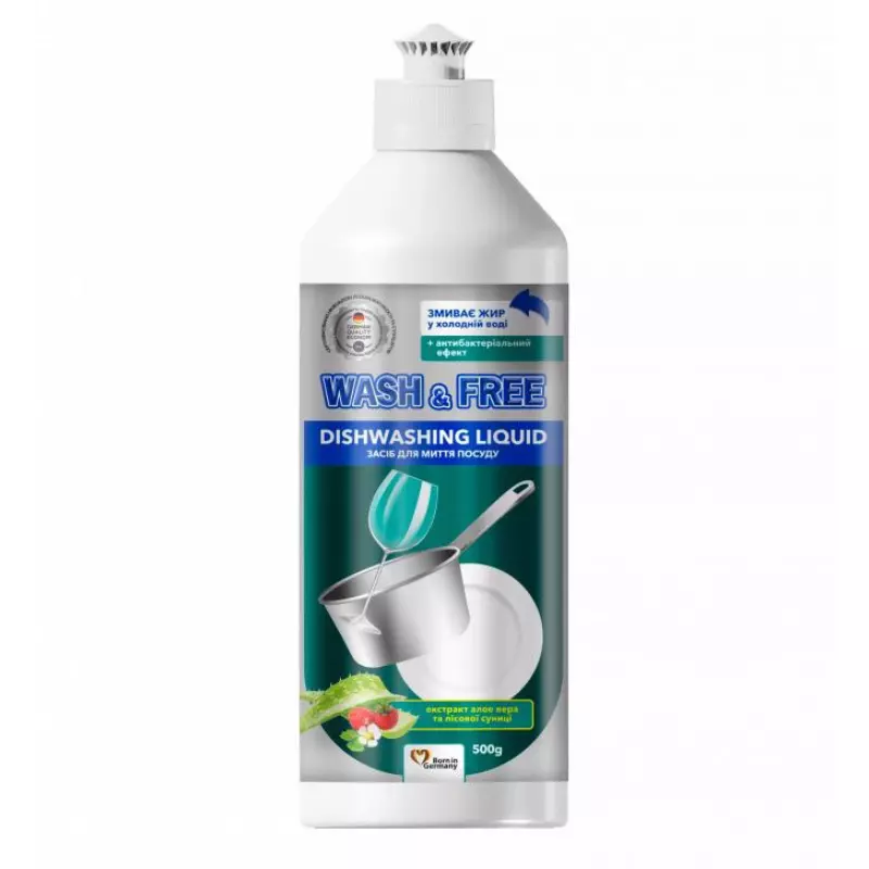 Detergent de vase WASH&FREE, extract de aloe vera si capsuni salbatice, 500 ml