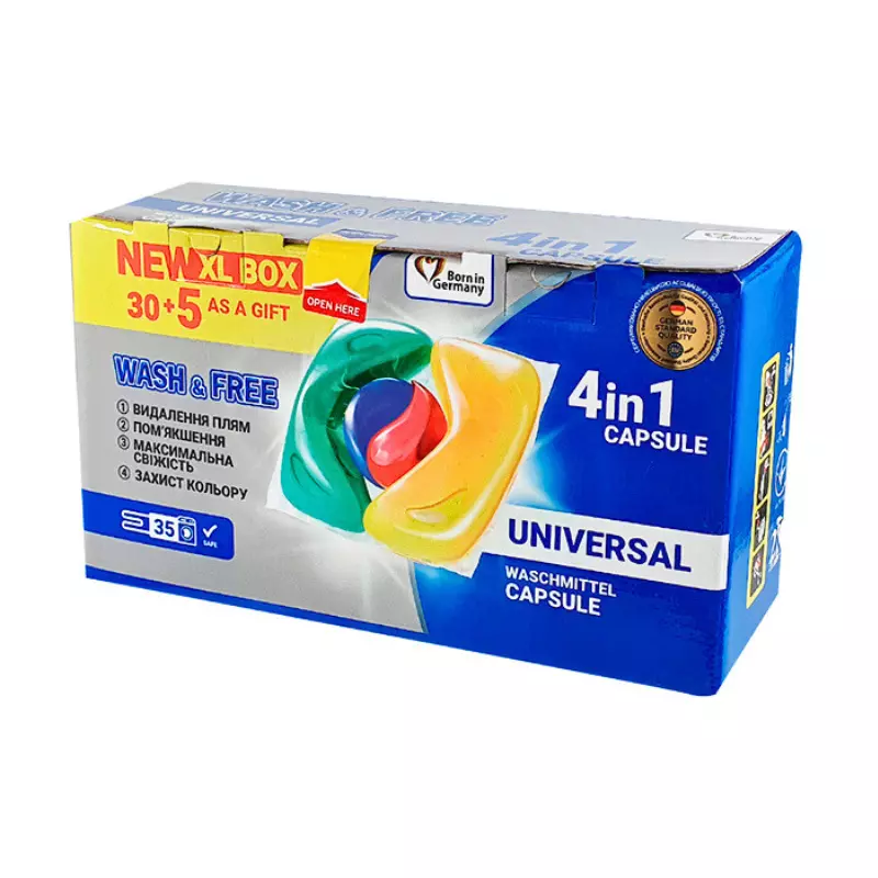 Capsule de spălat WASH&FREE Universal, 35 buc