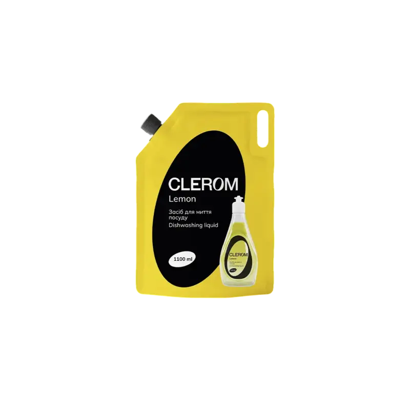 Detergent de vase CLEROM Lemon, 1100 ml, Rezerva