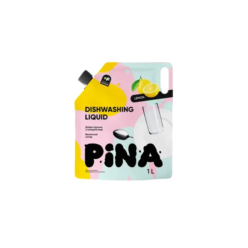 Detergent de vase PINA Lemon, 1000 ml, Rezerva
