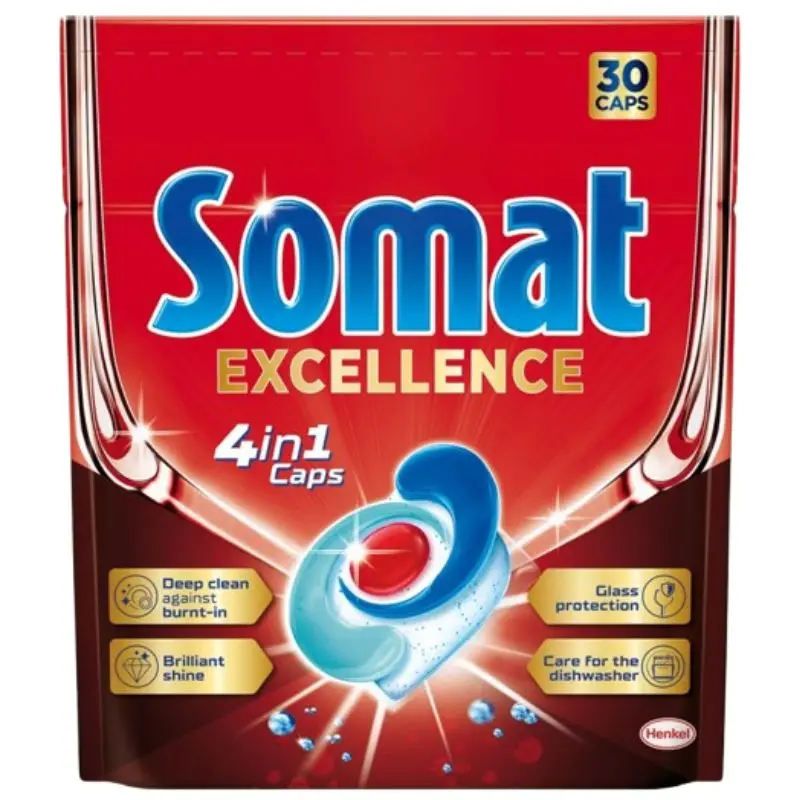 Detergent pentru masina de spalat vase SOMAT Exellence 4 in 1, 30 buc