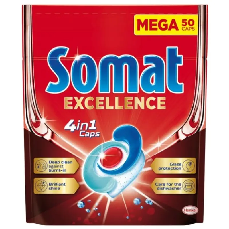 Detergent pentru masina de spalat vase SOMAT Exellence 4 in 1, 50 capsule