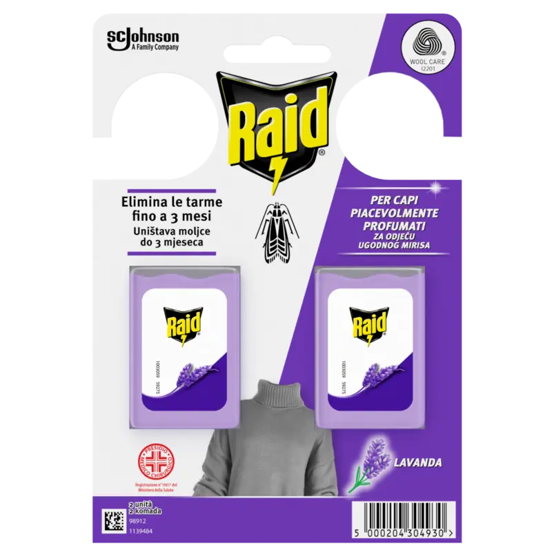 Gel RAID împotriva moliilor cu aromă de lavandă, 2 bucăți