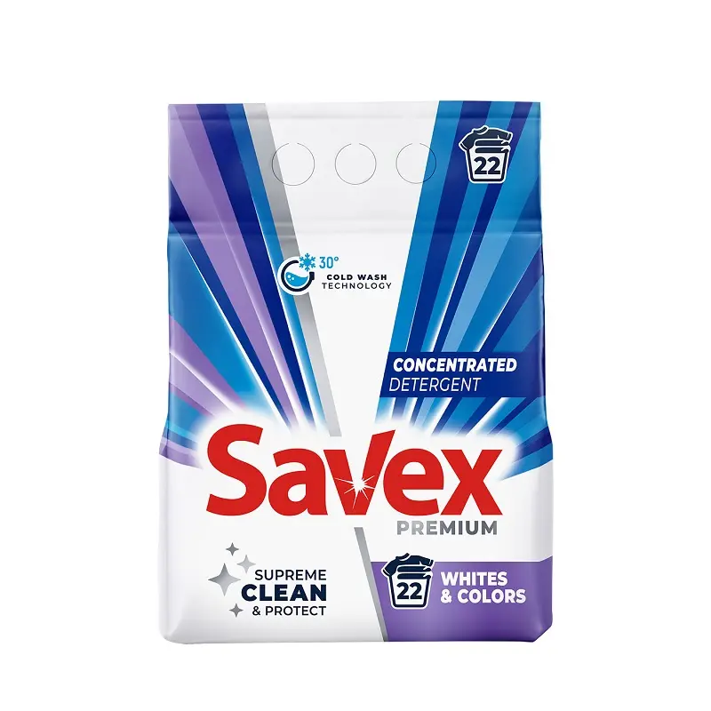 Detergent pudra SAVEX Premium Whites Colors, 1.8 kg, 22 spalari