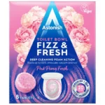 Tablete efervescente ASTONISH pentru curatarea toaletei, aroma bujor roz, 8 buc