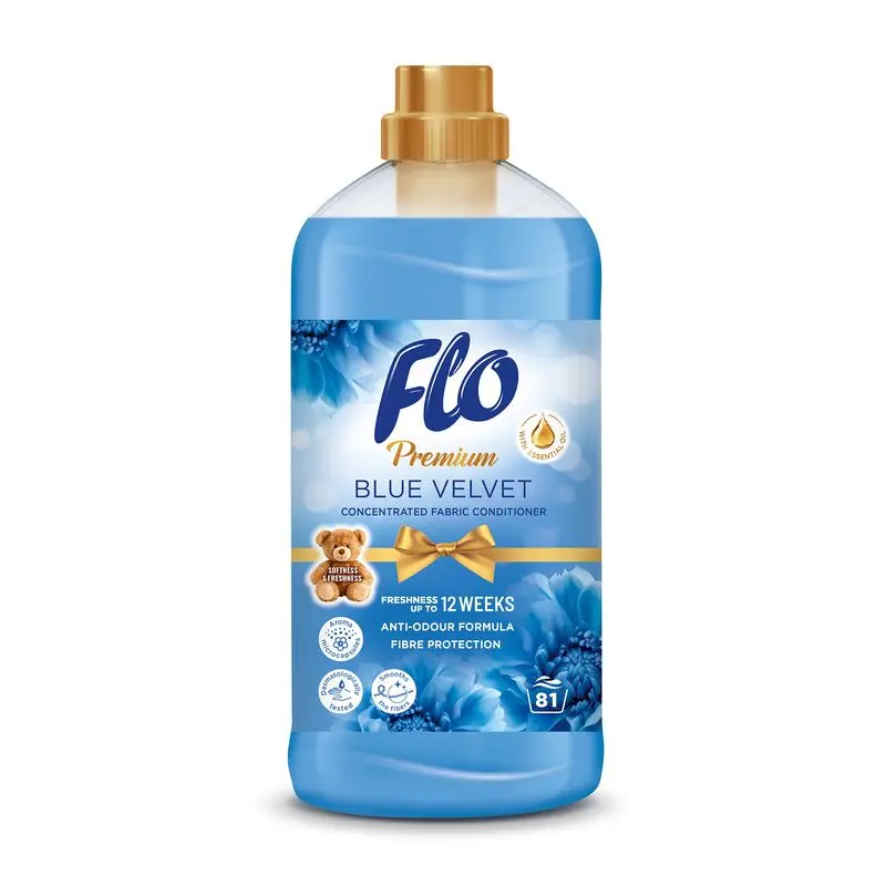 Balsam concentrat pentru rufe FLO Premium Blue Velvet, 1,8 L