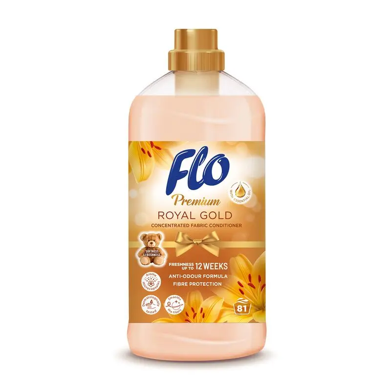 Balsam concentrat pentru rufe FLO Premium Royal Gold, 1,8 L