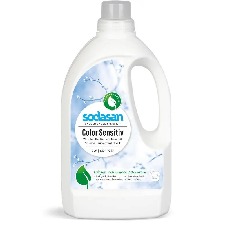 Detergent bio lichid SODASAN Sensitiv, Pentru spalarea rufelor albe si colorate, Hipoalergenic, 1.5 l