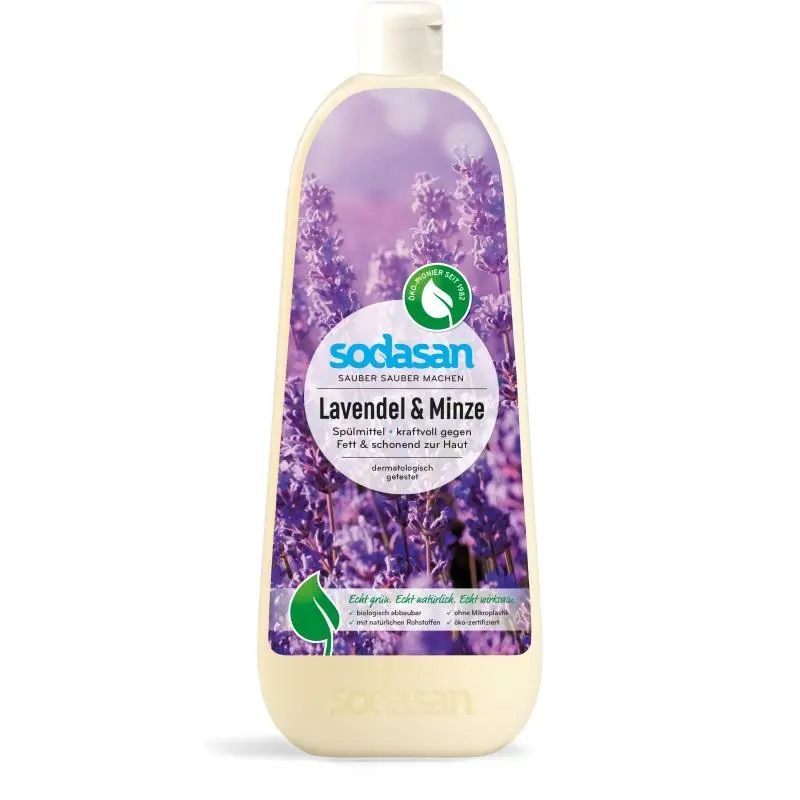 Bio-lichid pentru spalat vase SODASAN, Cu lavanda si menta, 1 l