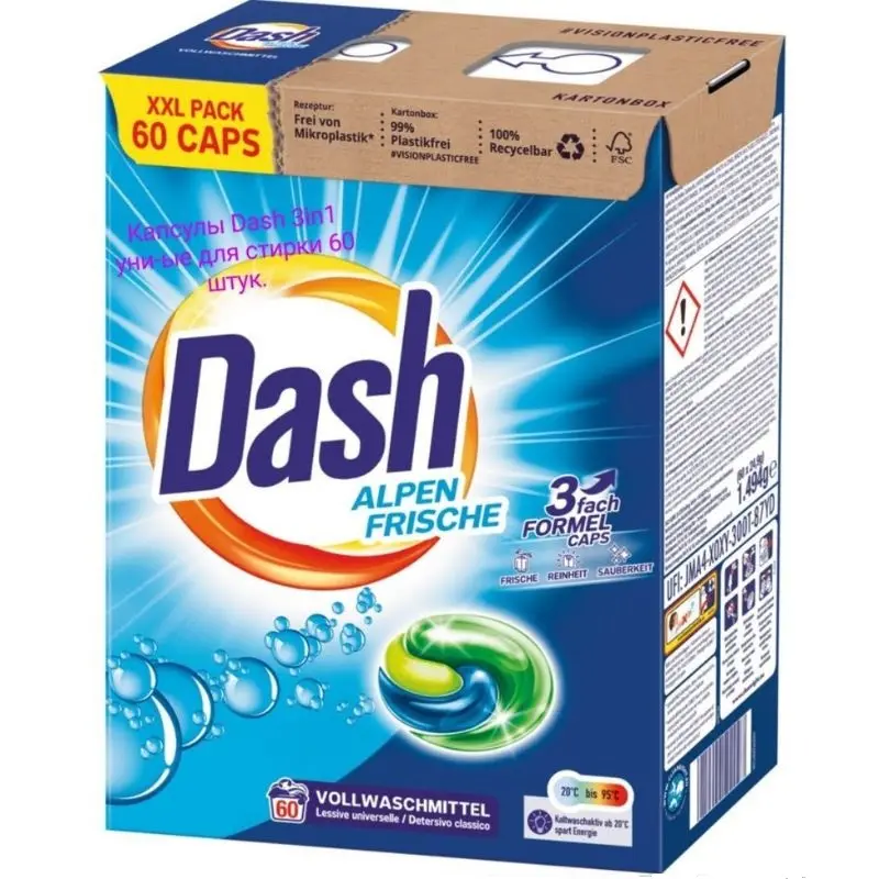 Capsule de spălat DASH Alpen Frishe 3in1, 60 buc