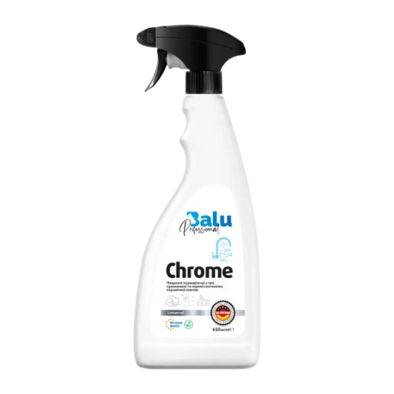 Soluție pentru curățarea oțelului inoxidabil și cromului BALU Chrome, 650 ml
