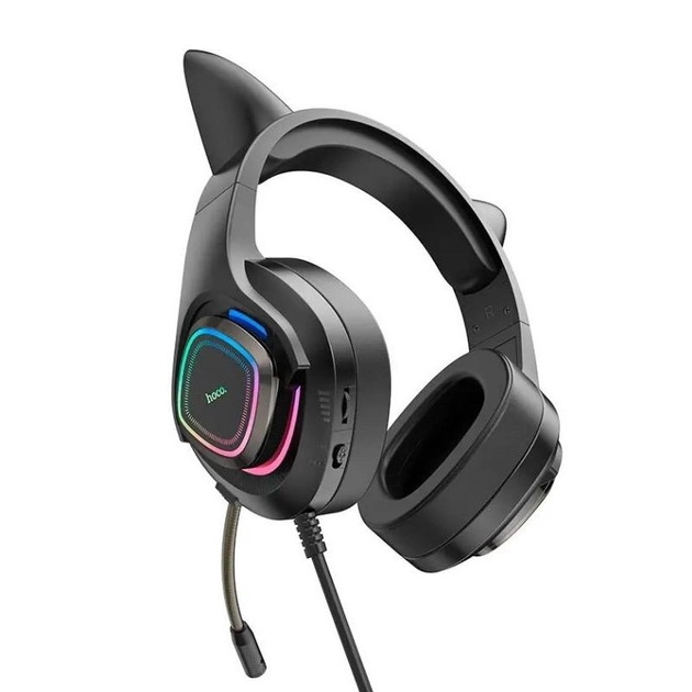 336024323.webp Hoco W107 Cute cat luminous cat ear gaming headphones - imagine 1