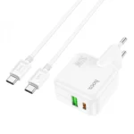 HOCO C111A Lucky dual-port PD30W+QC3.0 charger(EU)+set cable — изображение 4