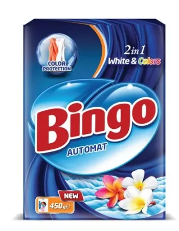 Detergent pudră uscat BINGO 2in1, universal, pentru spălare automată, 450 g
