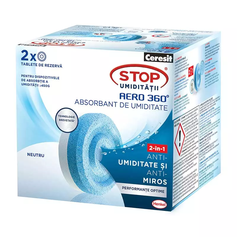Rezerva pentru absorbant umiditate CERESIT Aero360 Neutral, 450 g, 2 buc