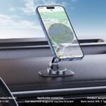 XO C150 Magnetic 360° rotating holder with metal base (with one large and one small round iron piece)