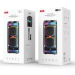 XO F58 Shine Dual 6-inch Woofer RGB Bluetooth Speaker 40W (with Remote Control + Wireless Mic*1) - imagine 2