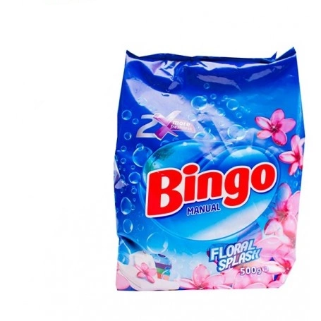 Detergent pudră uscat BINGO Floral Splash, universal, spalare manuala, 500 gr