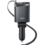 XO CC71 Metal Smart 4-in-1 Retractable Cable (Apple Cable + Type-C Cable) Total 108W Car Charger - imagine 2