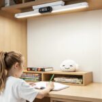 XO OZ18 Magnetic Desk Lamp/Study Lamp with Clock Display, Multi-Angle Adjustable, Three-Color Lights (with Remote Control), 3600mAh