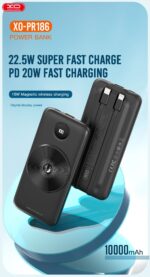 XO PR186 wireless charging digital display with cable (TYPE-C, Lightning) fast charging power bank (15W/QC22.5W/PD20W) 10000mAh - imagine 2