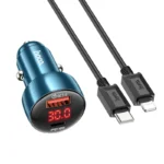 HOCO Z50 Leader 48W dual-port PD30W+QC3.0 car charger with digital display+set cable - imagine 3
