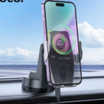 HOCO HW27 Traveler infrared RGB wireless fast charging car holder(center console)