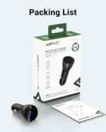 AceFast B10 metal car charger 60W (USB-C + USB-C) with digital display black