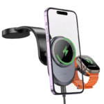 HOCO HW28 Excelso 2-in-1 wireless fast charging car holder(center console) - imagine 2