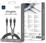 Wiwu 100W OringLink Series Nylon Braided Cable Wi-C071 C-C+C(Type-C-Type-C-Type-C) 1.2M - imagine 2
