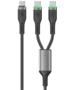 Wiwu 100W OringLink Series Nylon Braided Cable Wi-C071 C-C+C(Type-C-Type-C-Type-C) 1.2M