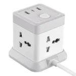 XO WL20 (EU) 20W fast charging square plug 4AC jack+USB-A+1USB-C - imagine 3
