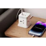 XO WL20 (EU) 20W fast charging square plug 4AC jack+USB-A+1USB-C
