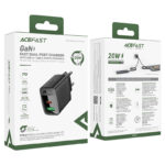 ACEFAST A78 PD20W GaN (USB-A+USB-C) charger,black (EU) - imagine 6